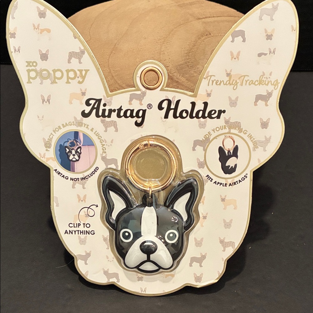 Poppy French Bulldog AirTag Holder in Black & White